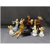 Image 1 : Lot of 8 Vintage Figures Wooden Rabbit, Asian Man and Woman, AVON Cologne Bottles, Bear (as is)