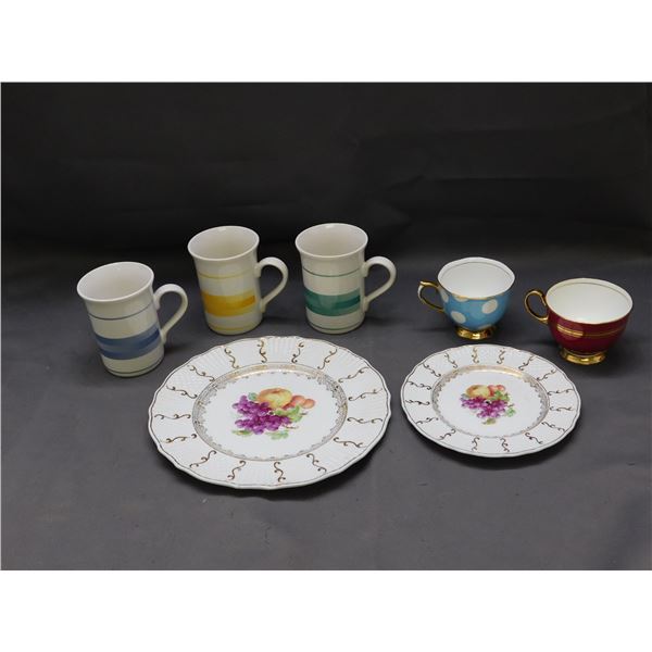 Lot of 2 Tea Cups Royal Albert, Aynsley, 4 Mugs and Tiered Cake Dainty Tray (no hardware)