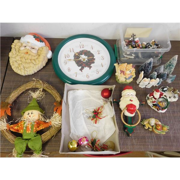 Lot of Assorted Christmas Decorations Miniature Village, Decor, etc