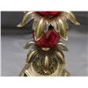 Image 3 : Vintage Brass and Red Colored Glass Table Lamp Ornate works