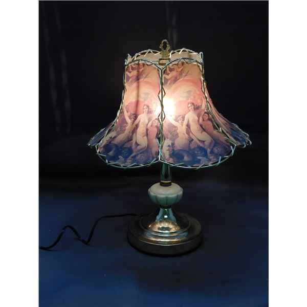 Vintage Rennaisance Nude Women Touch Tri-Light Table Lamp *works*