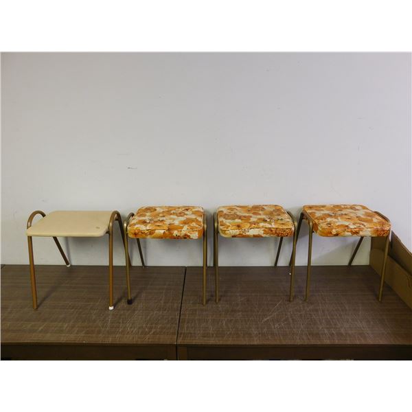 Lot of 4 Vintage Stools (some wear)