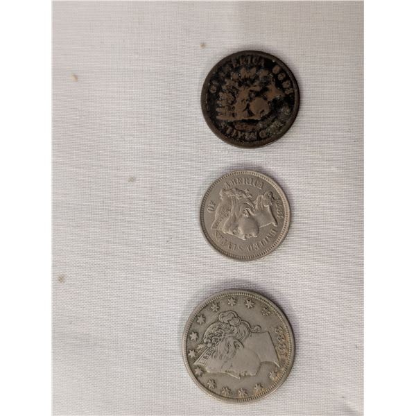 Lot of 3 USA Coins 1883 V no cents 1874 III no cents 1896 Penny
