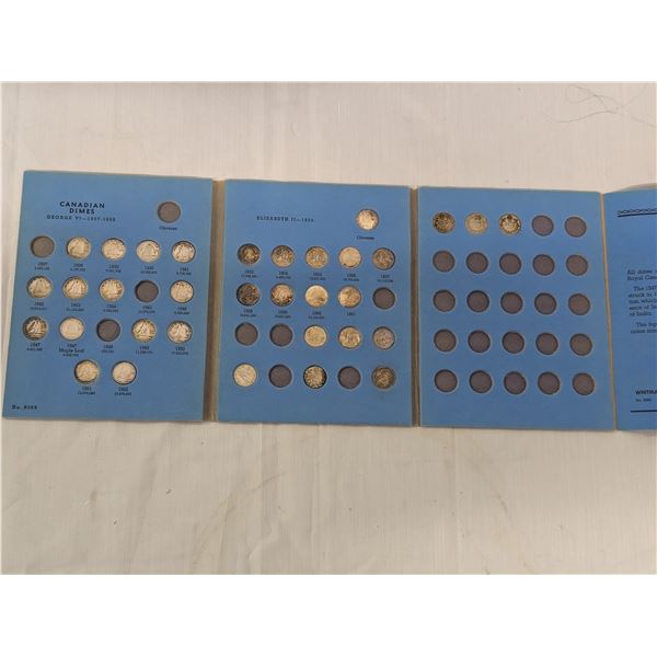 Canadian Dime Folder 1938-1968 plus Extras 33 Coins