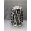 Image 1 : Rotating Spinning Spice Rack Stainless Steel with Labelled Glass Jars
