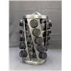 Image 4 : Rotating Spinning Spice Rack Stainless Steel with Labelled Glass Jars