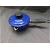 Image 1 : Le Creuset Cast Iron Sauce Pan with Lid Blue w Wooden Handle Made in France 1.4 14 072 314 US