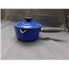 Image 2 : Le Creuset Cast Iron Sauce Pan with Lid Blue w Wooden Handle Made in France 1.4 14 072 314 US
