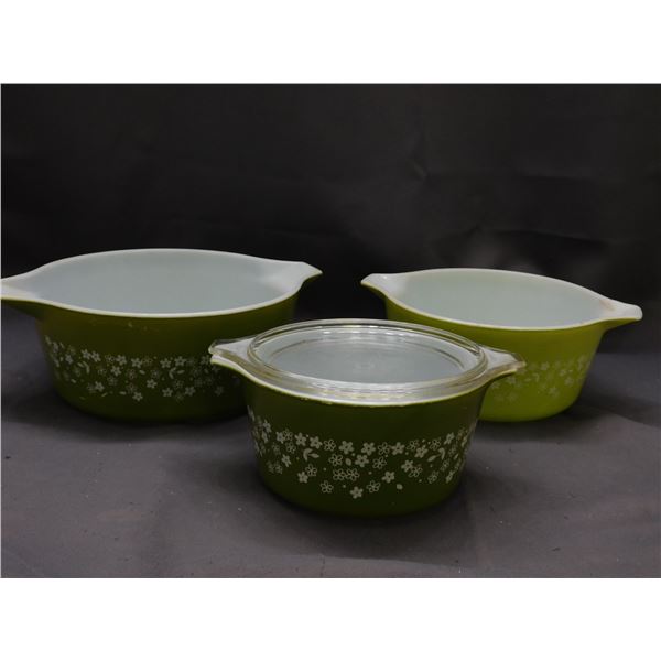 Lot of 3 Pyrex Spring Blossom Casserole Bowls 473 474 475