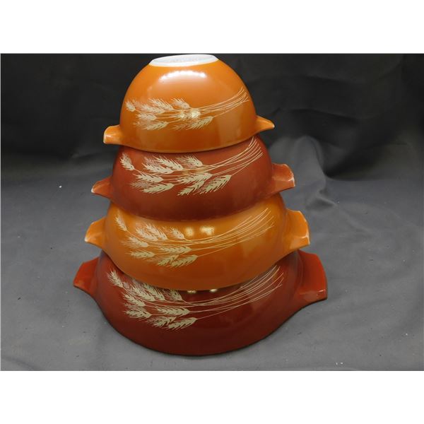 Set of 4 Pyrex Autumn Harvest Wheat Cinderella Bowls 441-444