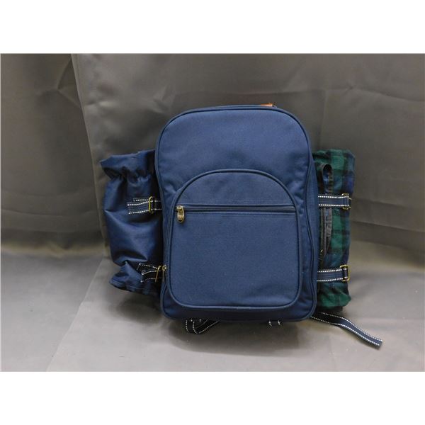 Fully Loaded Picnic Backpack with Blanket, Cutlery, Plates, Wine Glasses, Bottle Opener, Board, etc