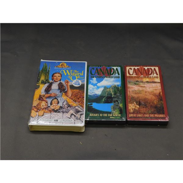 Lot of 3 SEALED The Wizard of Oz VHS Clamshell Movie, CANADA The Undiscovered Land Sealed VHS