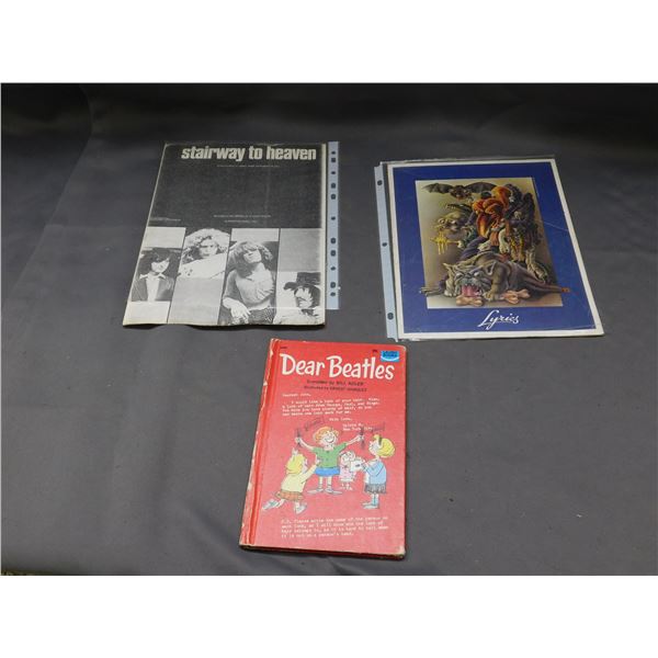 Lot of 3 Dear Beatles Laugh Books Comic, Elton John Lyrics Booklet, Led Zeppelin Paper