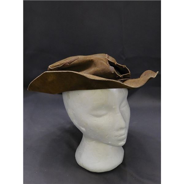 Vintage Leather Hand-Stitched Cowboy Adventurer Hat