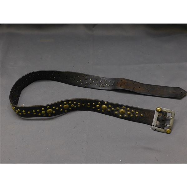 Vintage Leather Brass Studded Belt approx size 32