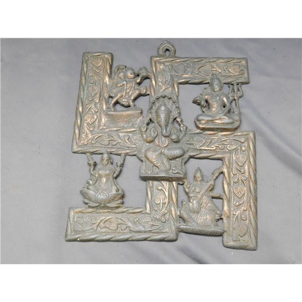 Ganesha on Buddhist Symbol Metal Wall Hanging