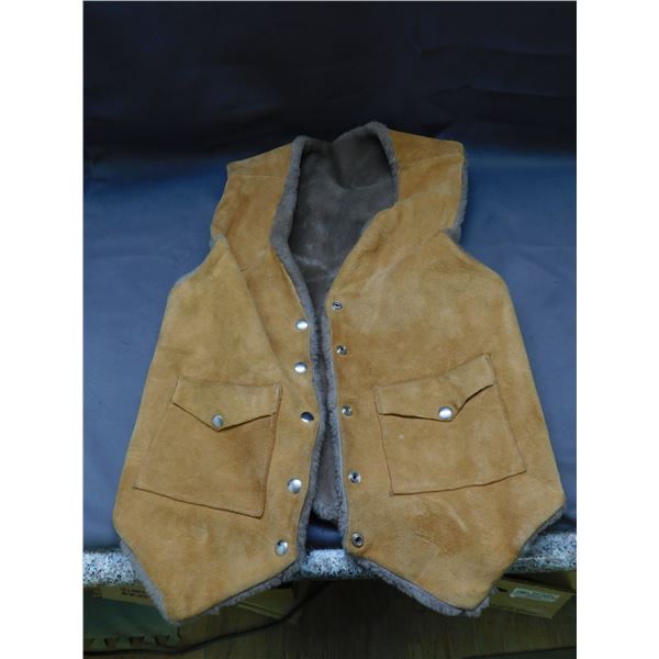 Vintage Western Fleece Lined Vest Classic, Mexico, Cowboy
