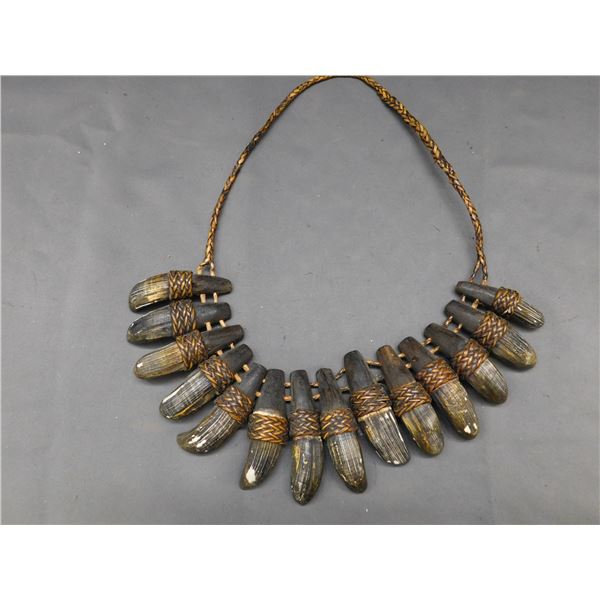 South Asian Borneo Authentic Boar Tooth Tribal Folk Necklace