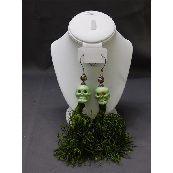 Carved Skull Stone Earrings