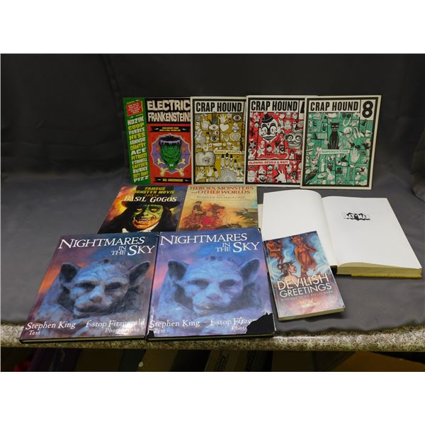 Lot of Assorted Books Crap Hound, Electric Frankenstein, Batman, Nightmares in the Sky, Basil Gogos