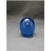 Image 2 : Art Glass Blown Glass Paperweight Blue 4"
