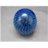 Image 3 : Art Glass Blown Glass Paperweight Blue 4"
