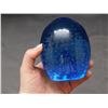 Image 4 : Art Glass Blown Glass Paperweight Blue 4"