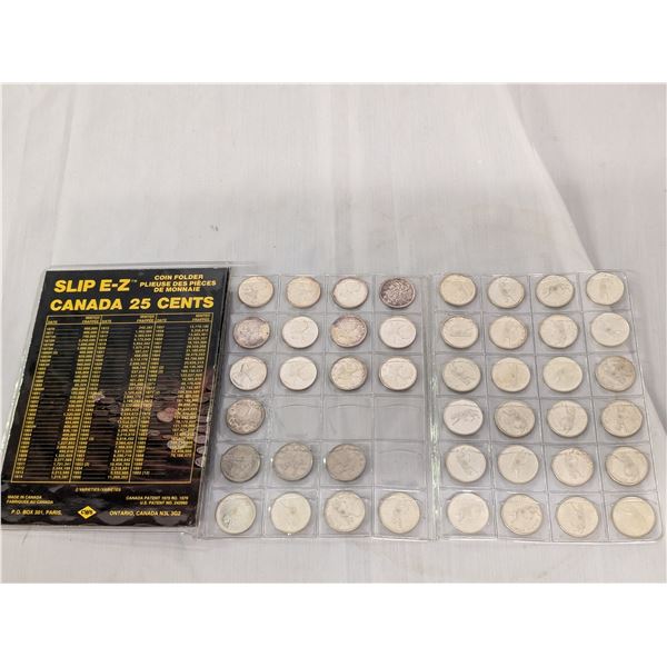 Coin Folder w/ 44 Canada Quarters Mostly 1962 1967