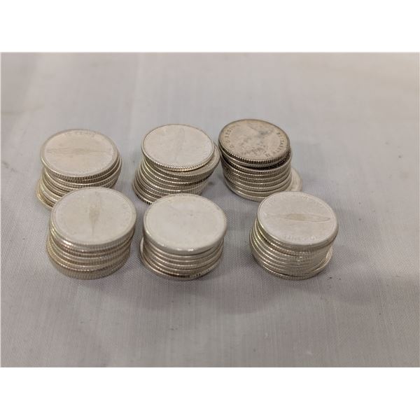 Lot of 60 1967 Silver Canada Dimes