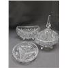 Image 1 : Lot of 3 Crystal Candy Dish, Divided Tray, Dish