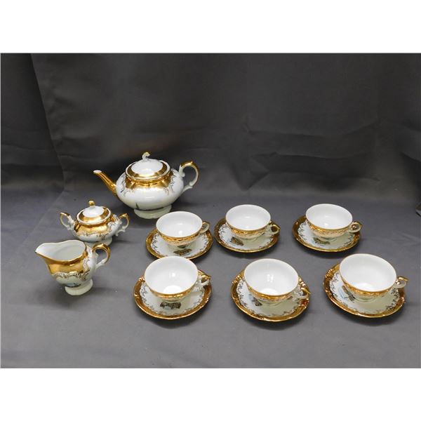 Lot of 15pc Wiuterliug Bavaria German Fine Bone China Tea Cups and Saucers Venezia Venice