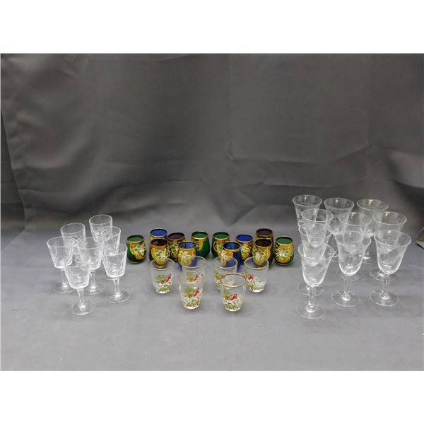 Large Lot of Glass Shot Glasses, Dessert Wine Glasses
