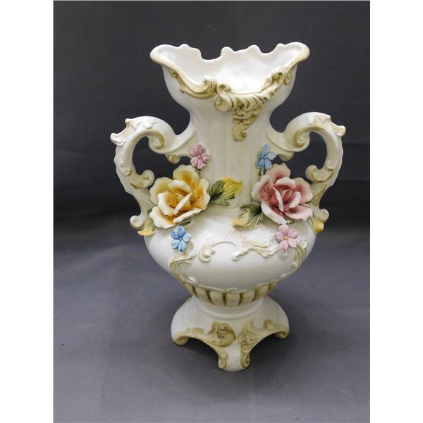 1797 Made in Italy Porcelain Floral Decorated Vase 13"