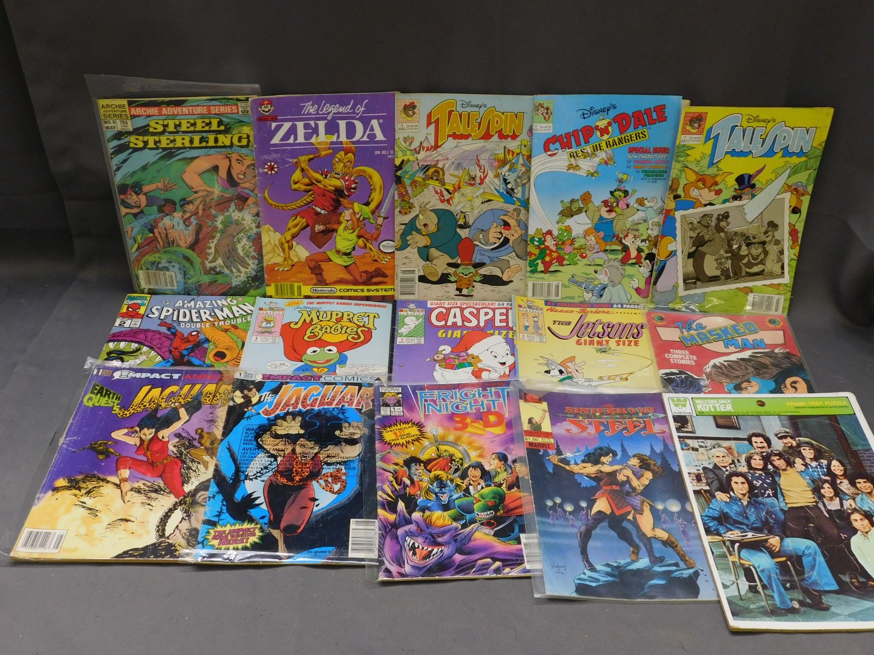 Mupper Chip Lot of 15 Vintage Comic Books, Tale Spin, Chip N Dale, Zelda, Fright ...