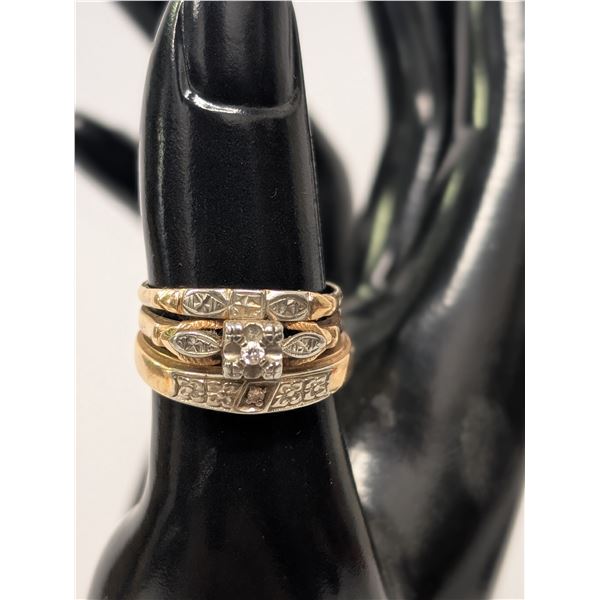 Vintage Antique 14k gold Wedding Band Set Welded Size 6.5