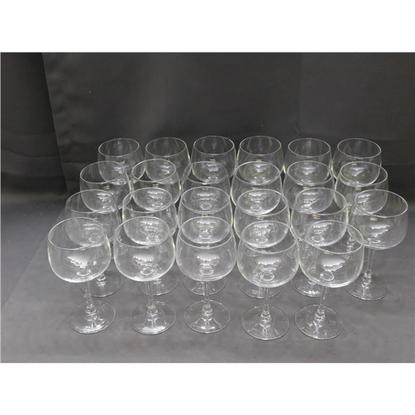 Lot of 23 Heavy Glass Wine Glasses