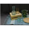 Image 2 : Lot of Anthropologie Pitcher, Vase, Cups, Cake Stands, Wooden Crate, Cheese Board, Placemat