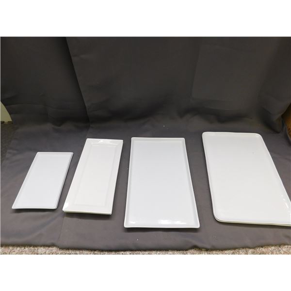 Lot of 7pcs Crate & Barrel Serving Trays, Ovenproof, Bowring  White Porcelain etc