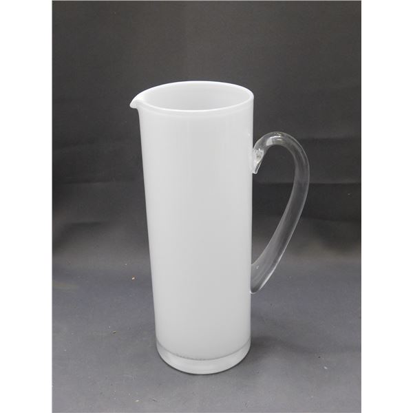 White Art Glass Blown Glass Pitcher Made in Poland