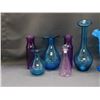 Image 2 : Lot of 7pcs Coloured Blue and Purple Glass Vases