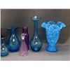 Image 3 : Lot of 7pcs Coloured Blue and Purple Glass Vases
