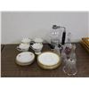 Image 1 : END OF THE RUN China Tea Cups and Saucers, Crystal Dinner Bells