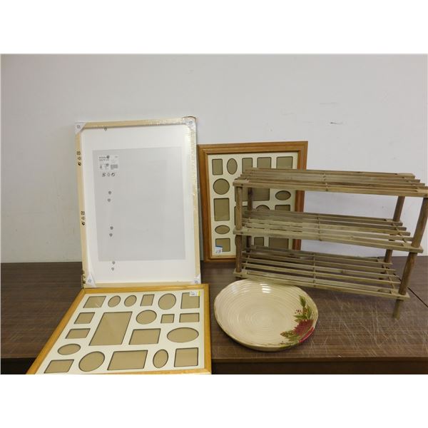 Lot of 5pcs END OF THE RUN Ceramic dish, Shoe Rack, Picture Frames