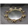 Image 1 : Vintage 17" Diameter Convex Wall Mirror Gold Floral Frame