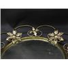 Image 2 : Vintage 17" Diameter Convex Wall Mirror Gold Floral Frame
