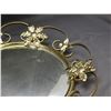 Image 4 : Vintage 17" Diameter Convex Wall Mirror Gold Floral Frame