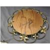 Image 5 : Vintage 17" Diameter Convex Wall Mirror Gold Floral Frame