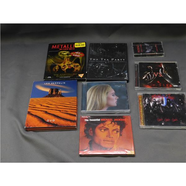 Music Related CDs DVDs (couple sealed), Cassette Tapes, Michael Jackson, Adele, Led Zeppelin