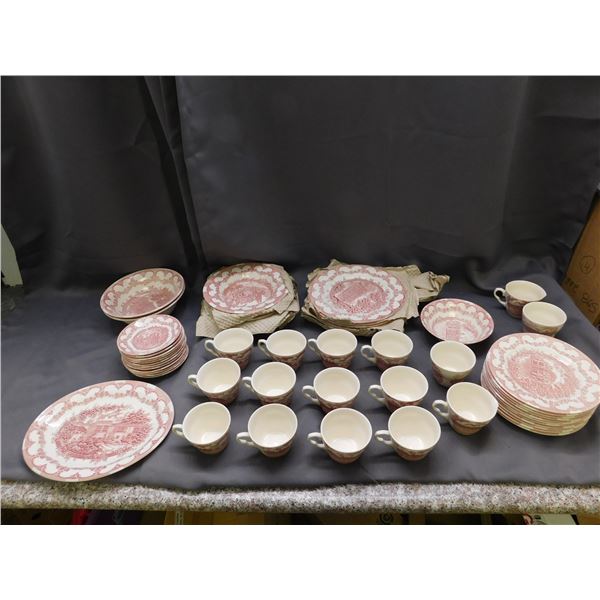 LARGE LOT 50+ Meakin "English" England Ironstone Fine Bone China Dinner Place Setting Red White