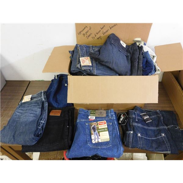 approx 30 Pairs of Men's Jeans, 1/2 Have Tags Various Brands Colours